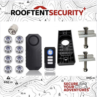 8 x M8 TentBox/Roof Tent Anti-Theft Security Nuts And Alarm + Holder BUNDLE