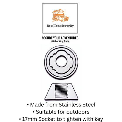 4 x M8 HIGH SECURITY TentBox/Roof
Tent Anti-Theft Locking Nuts
Tamperproof Set