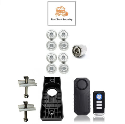 8 x M8 TentBox/Roof Tent- Anti-Theft HIGH Security Nuts Tamperproof Lock Nut Set (8 x High Security Nuts + Alarm + Holder Ultimate Bundle)